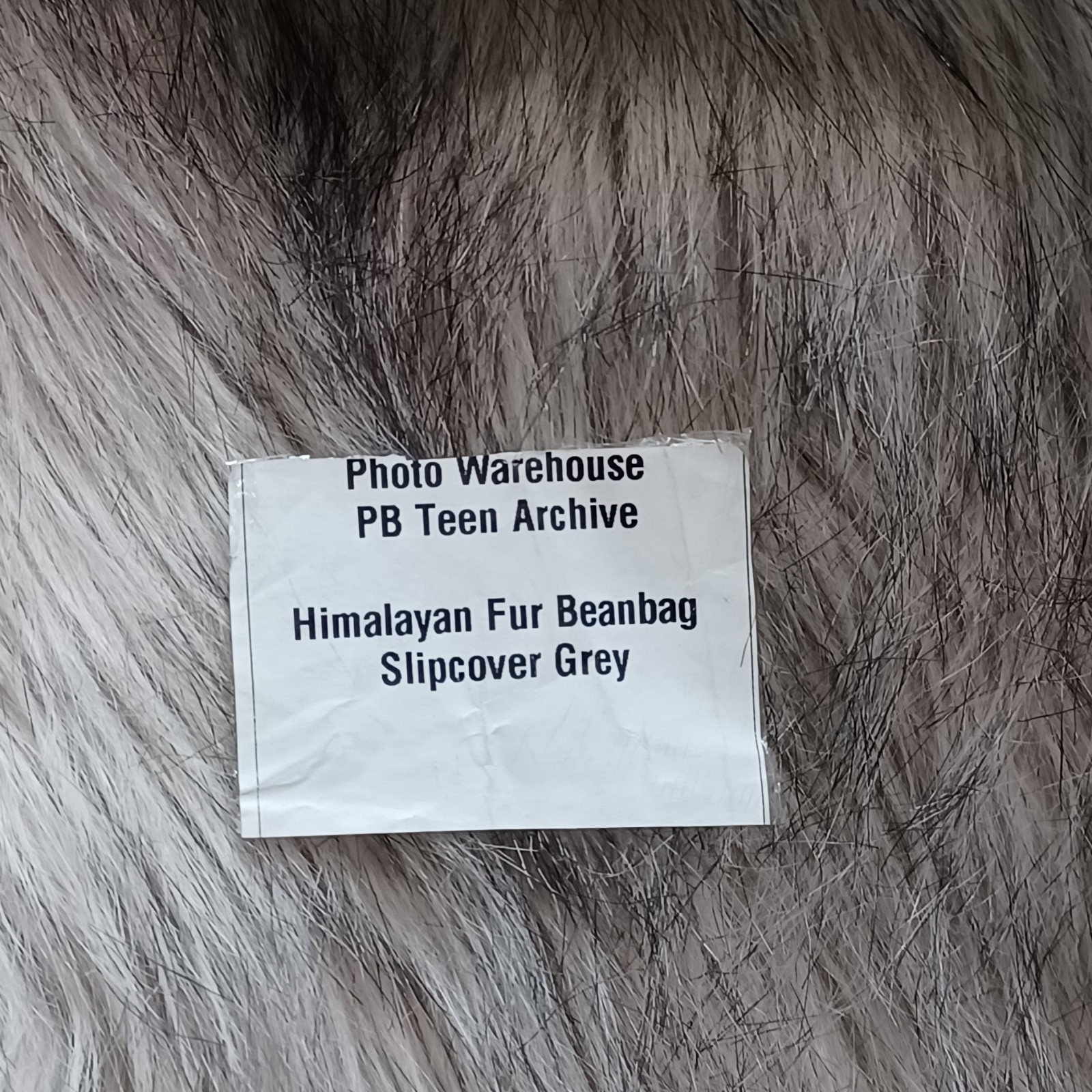 Pottery Barn Teen Himalayan Faux Fur Bean Bag Cover Marketing Sample Nickel Gray