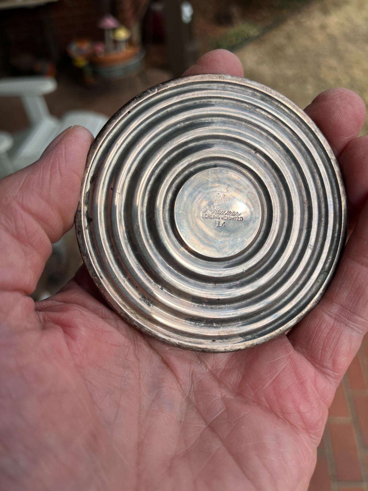 Vintage Preisner No 14 Sterling Silver Weighted 3" tall Candle Holder 240 grams