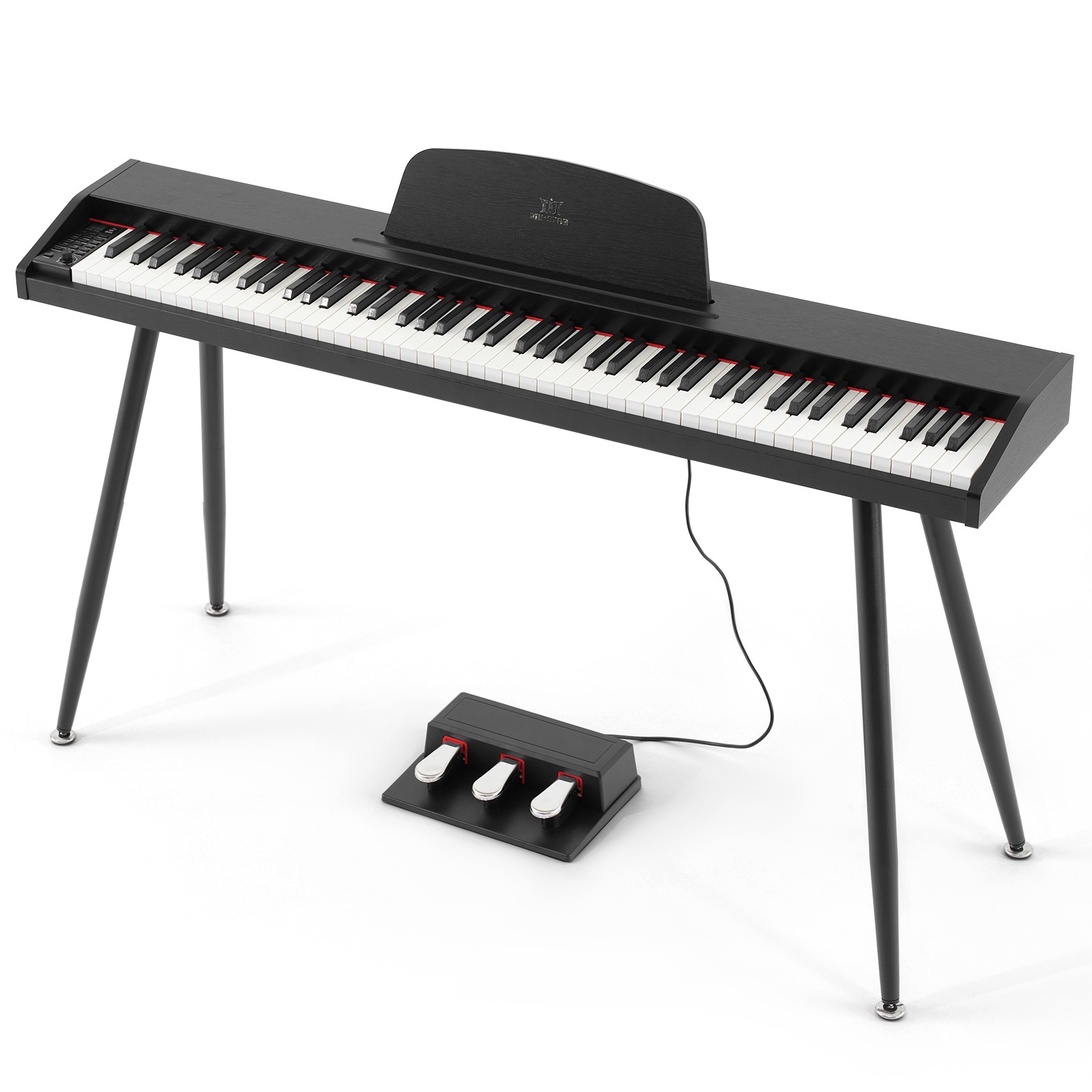 Black 88-Key Semi-Weighted Digital Piano with 3 Pedal USB/MIDI