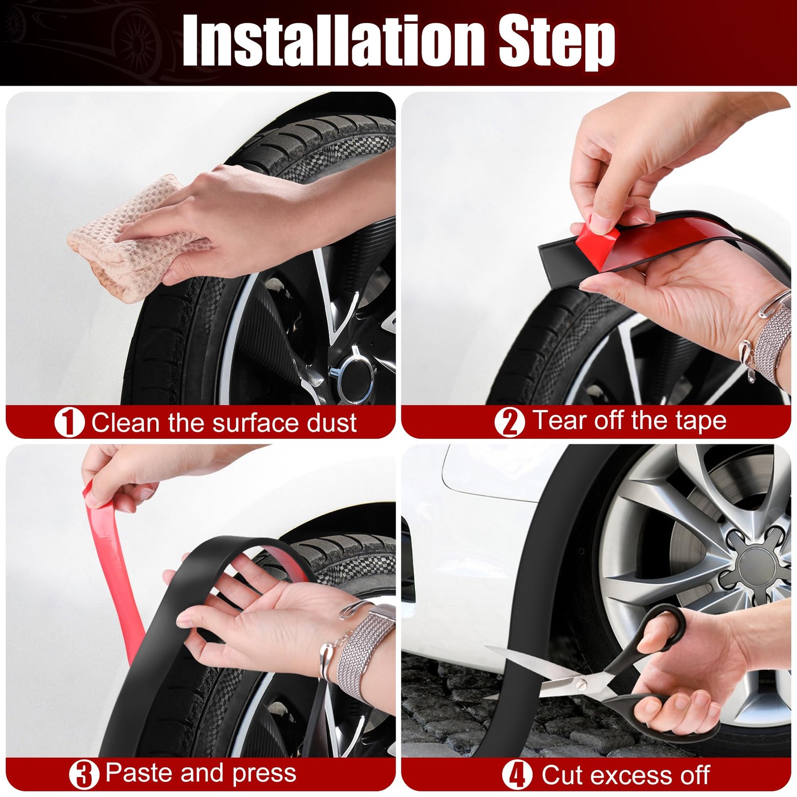 20FT Car Wheel Arch Trim Rubber Fender Flares Protector for SUVs & Trucks