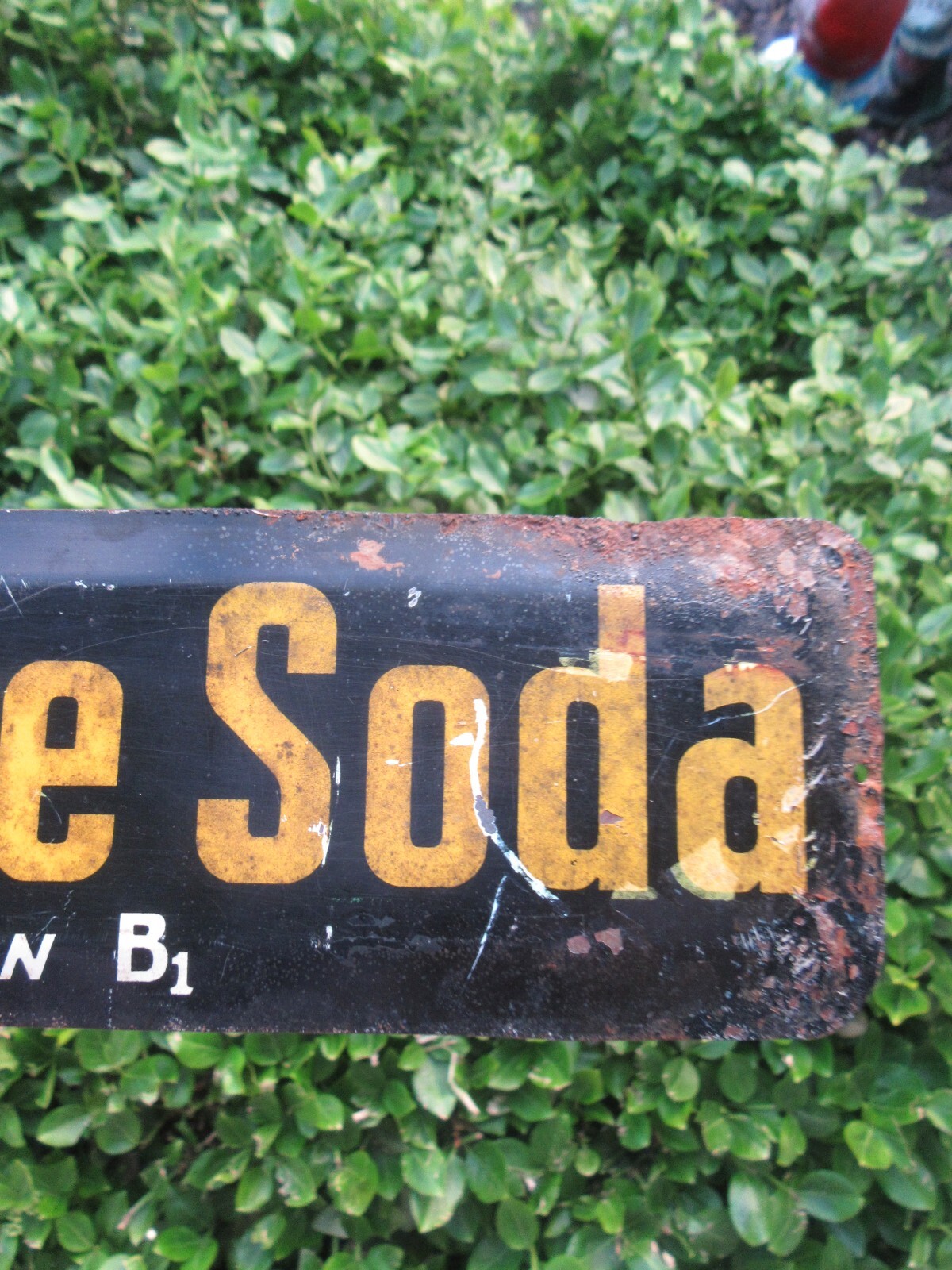 Vintage 1940's B-1 Lemon Lime Soda Tin Metal Door Push (16")