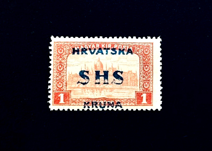Yugoslavia CROATIA Stamp - 1918 Parliament Building Overprint Sn 2L19 MHR r13