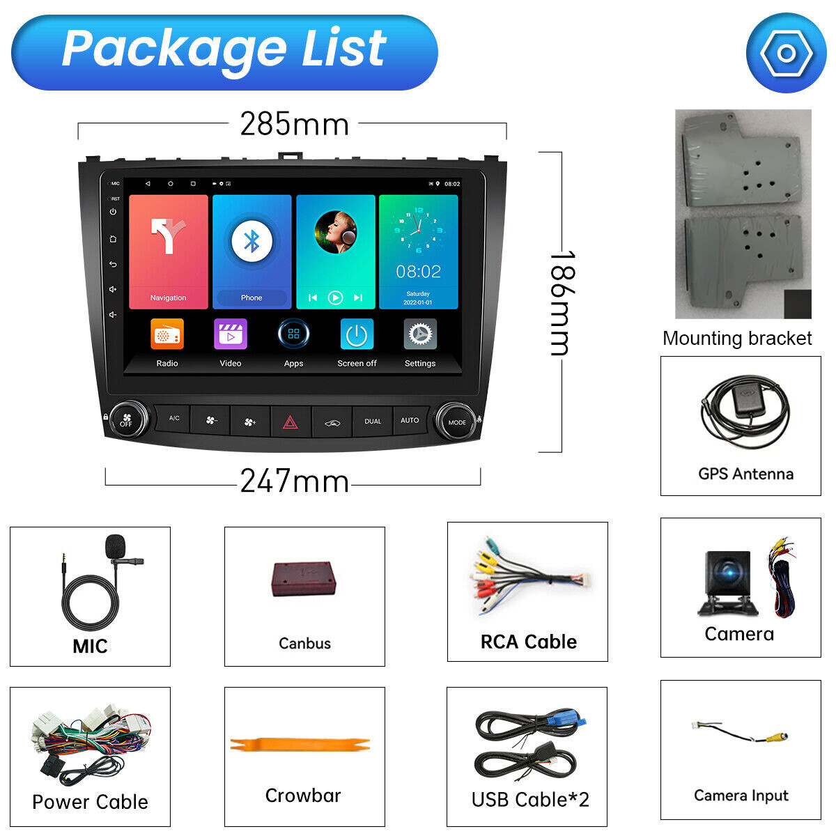 For Lexus IS250 IS350 2006-2012 Android 13 Car Stereo Radio GPS Nav BT RDS 32GB