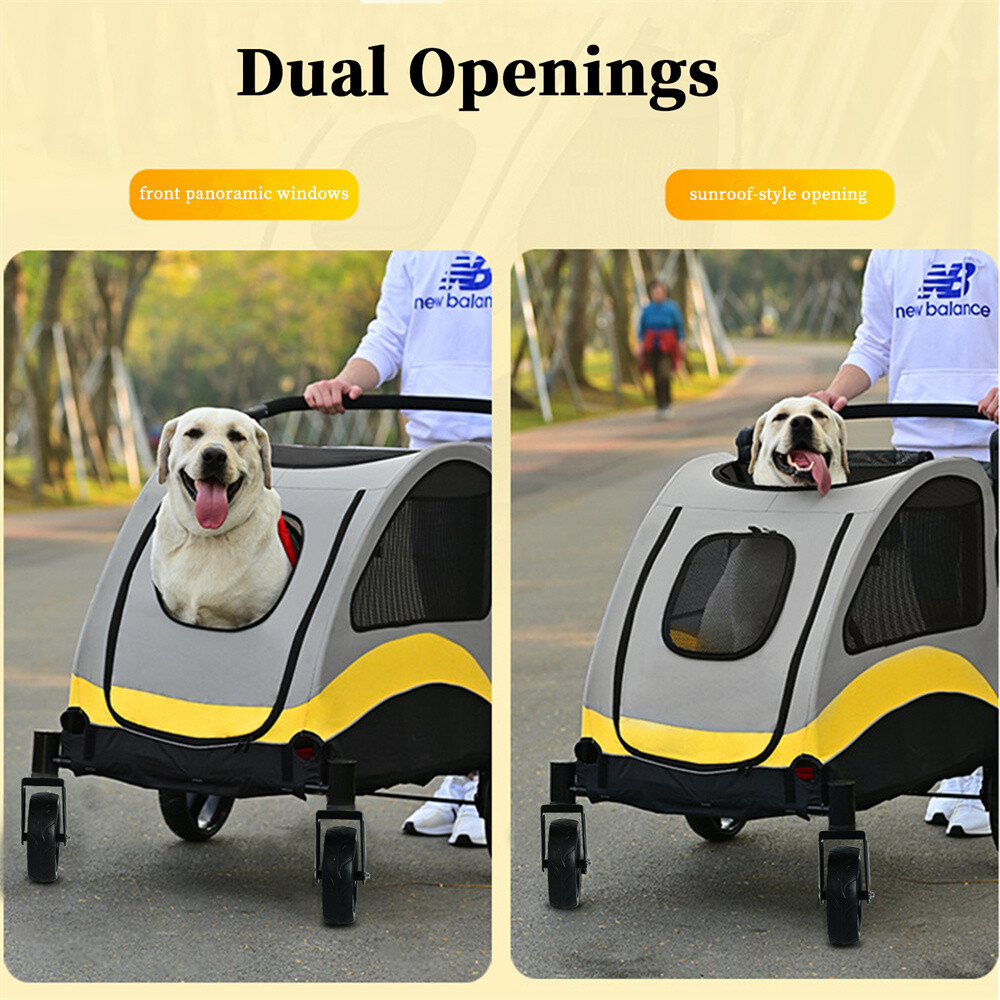 4-Wheel Foldable Dog Stroller Premium Heavy Pet Stroller for S/M/L/XL Dogs Cats