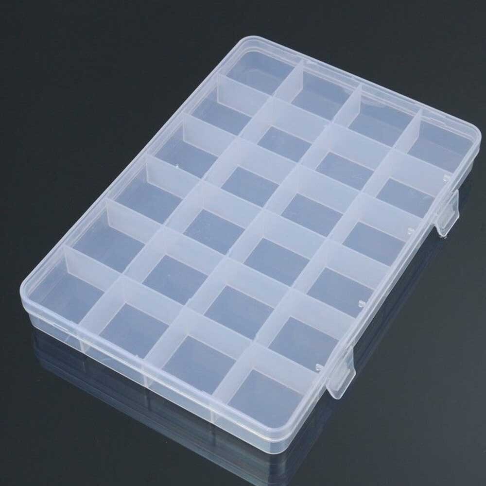 2Pcs 24 Grid Plastic Compartments For Jewelry Bead Organizer Storage Box Case US
