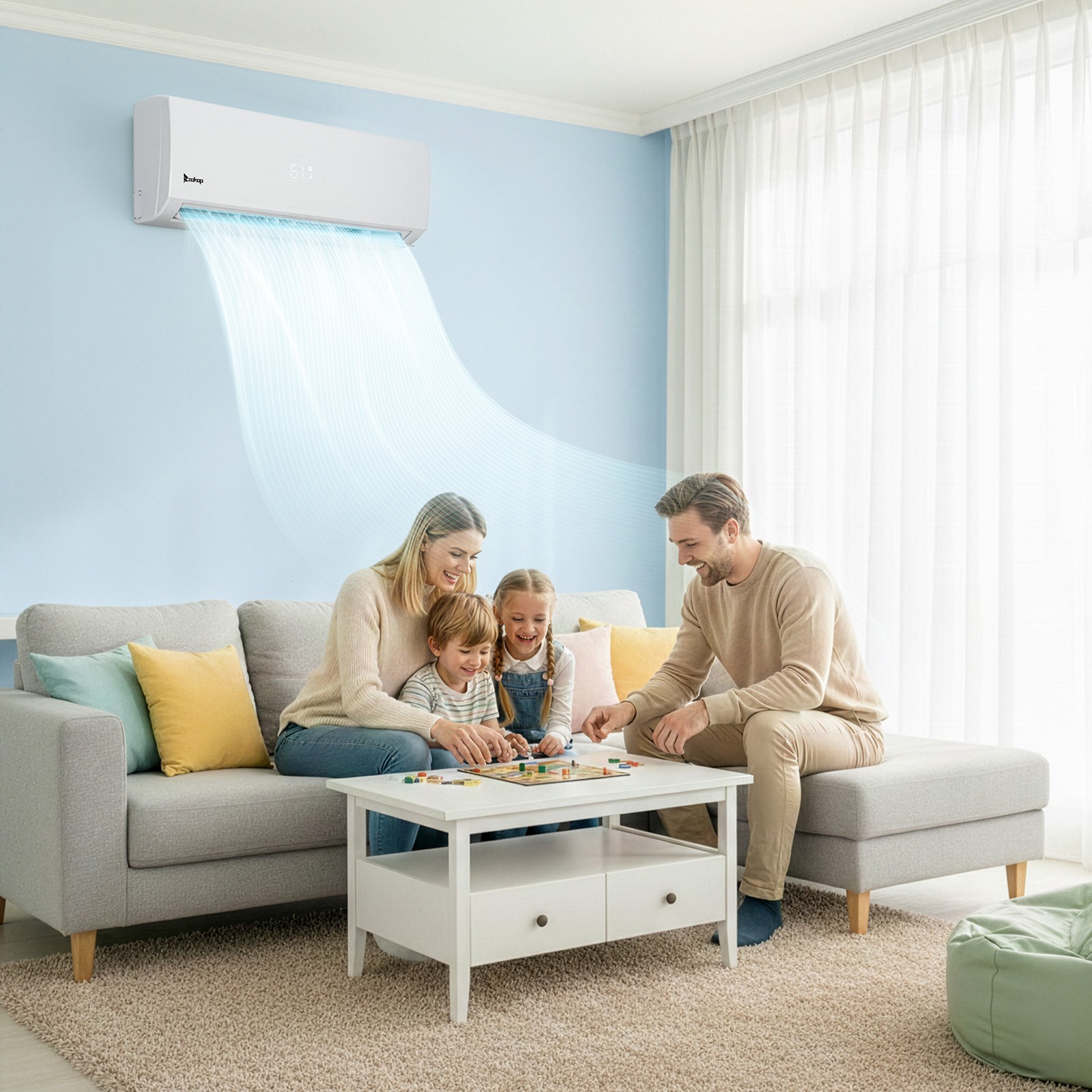 28000 BTU Tri Zone Ductless Mini Split Air Conditioner & Heat Pump -20 SEER,Wifi