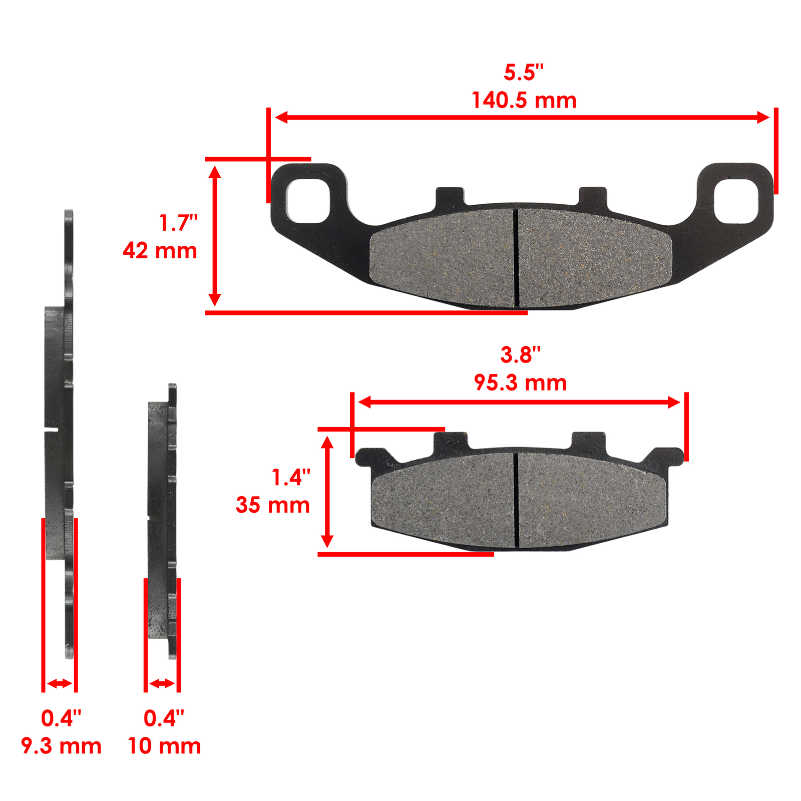 Front & Rear Brake Pads for Kawasaki EX250 Ninja 250R 1987-2007