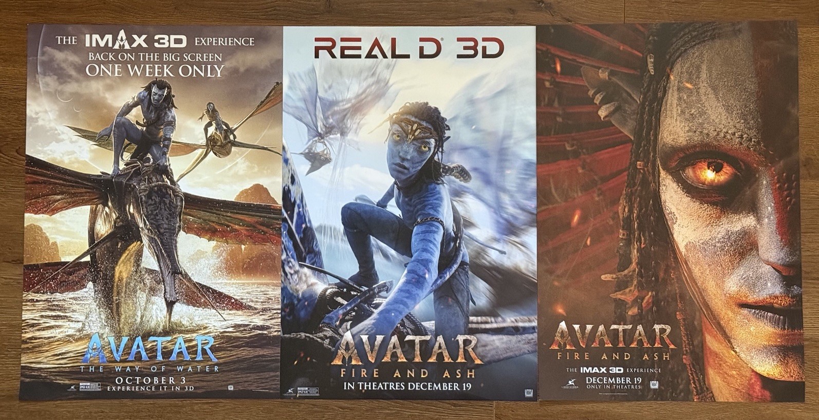 Three Avatar Fire & Ash Posters AMC Real D 3D Exclusive 13x19 James Cameron