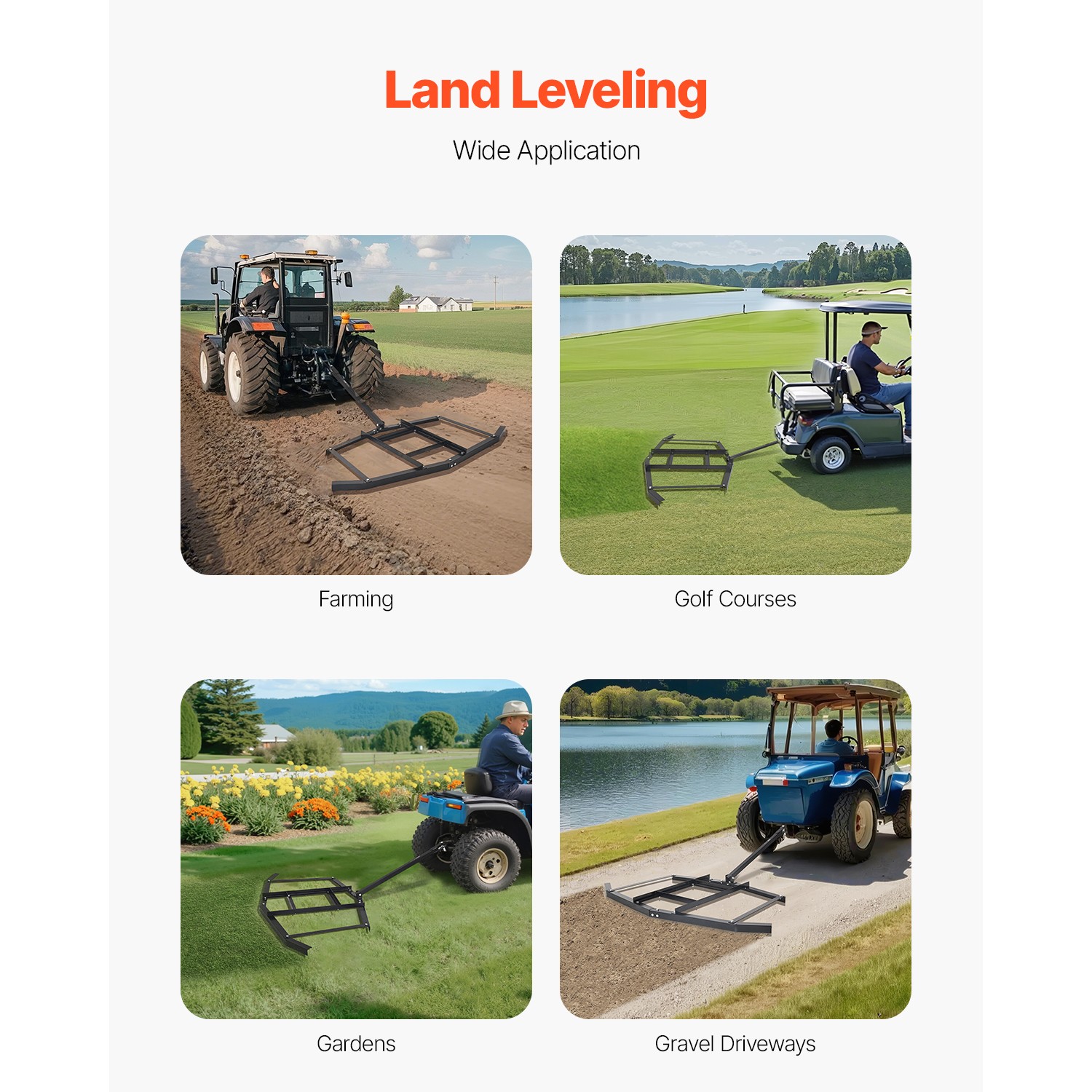 Drag Harrow 66" Width Tow Behind Drag Harrow Steel Gravel Grader ATV UTV