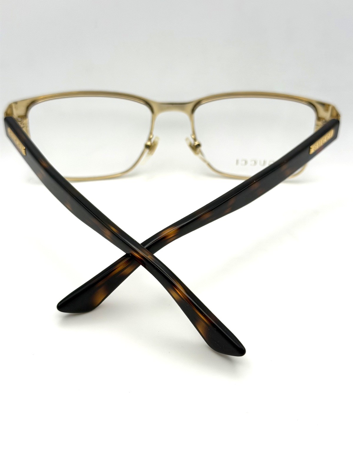 Gucci GU0750O 002 Black & Gold Eyeglasses frame Tortoise Temples 56mm New