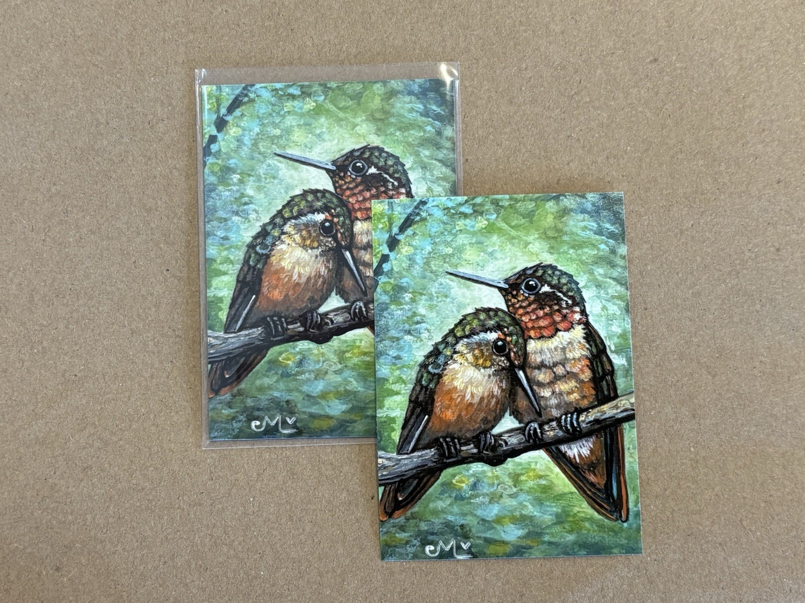 Limited Edition Hummingbird ATC ACEO Art Magnet | Hand Painted Mini Bird Art
