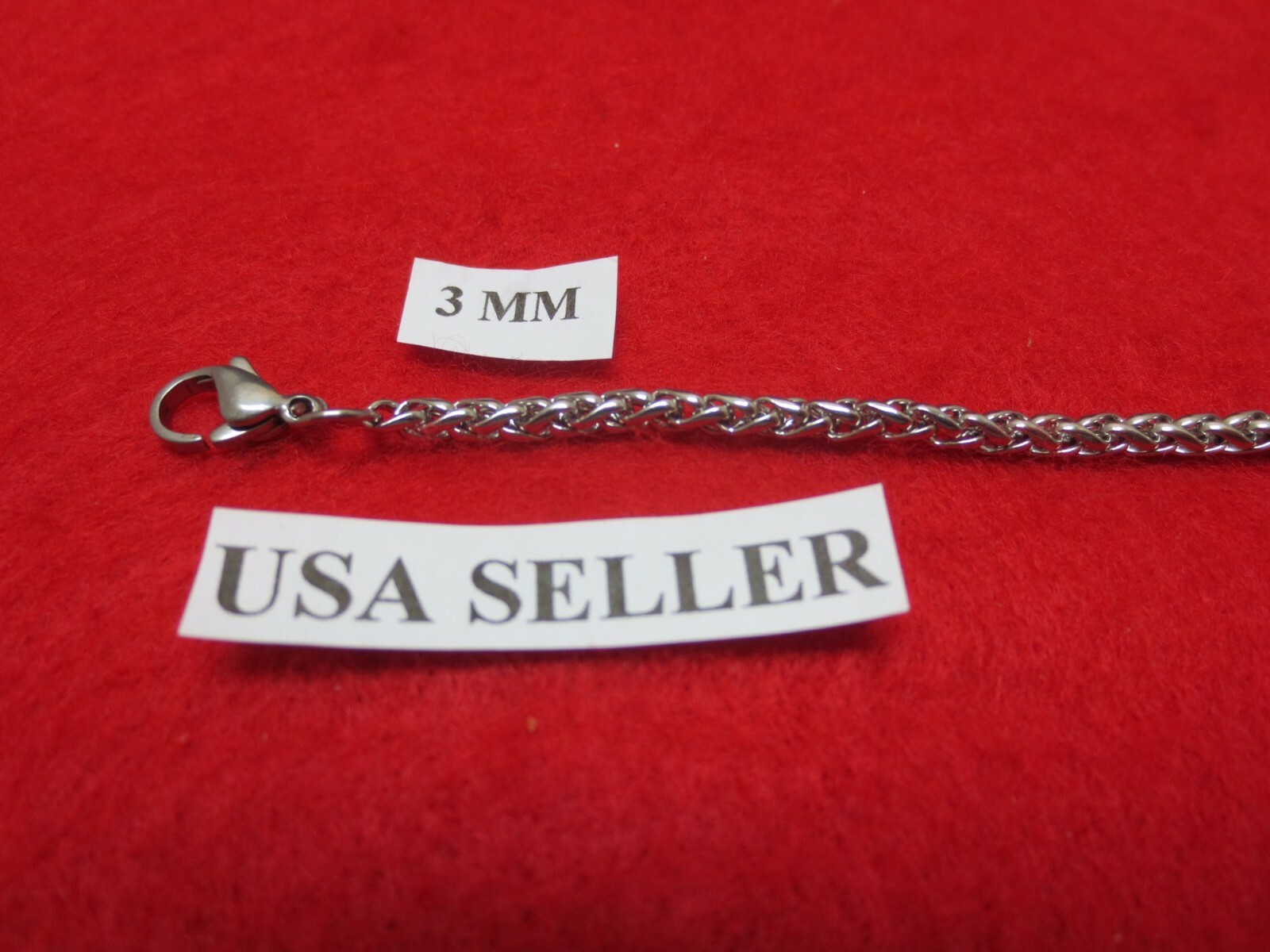 3/4/7 MM Mens 16-60" STAINLESS STEEL SILVER BRAIDED WHEAT ROPE CHAIN NECKLACE