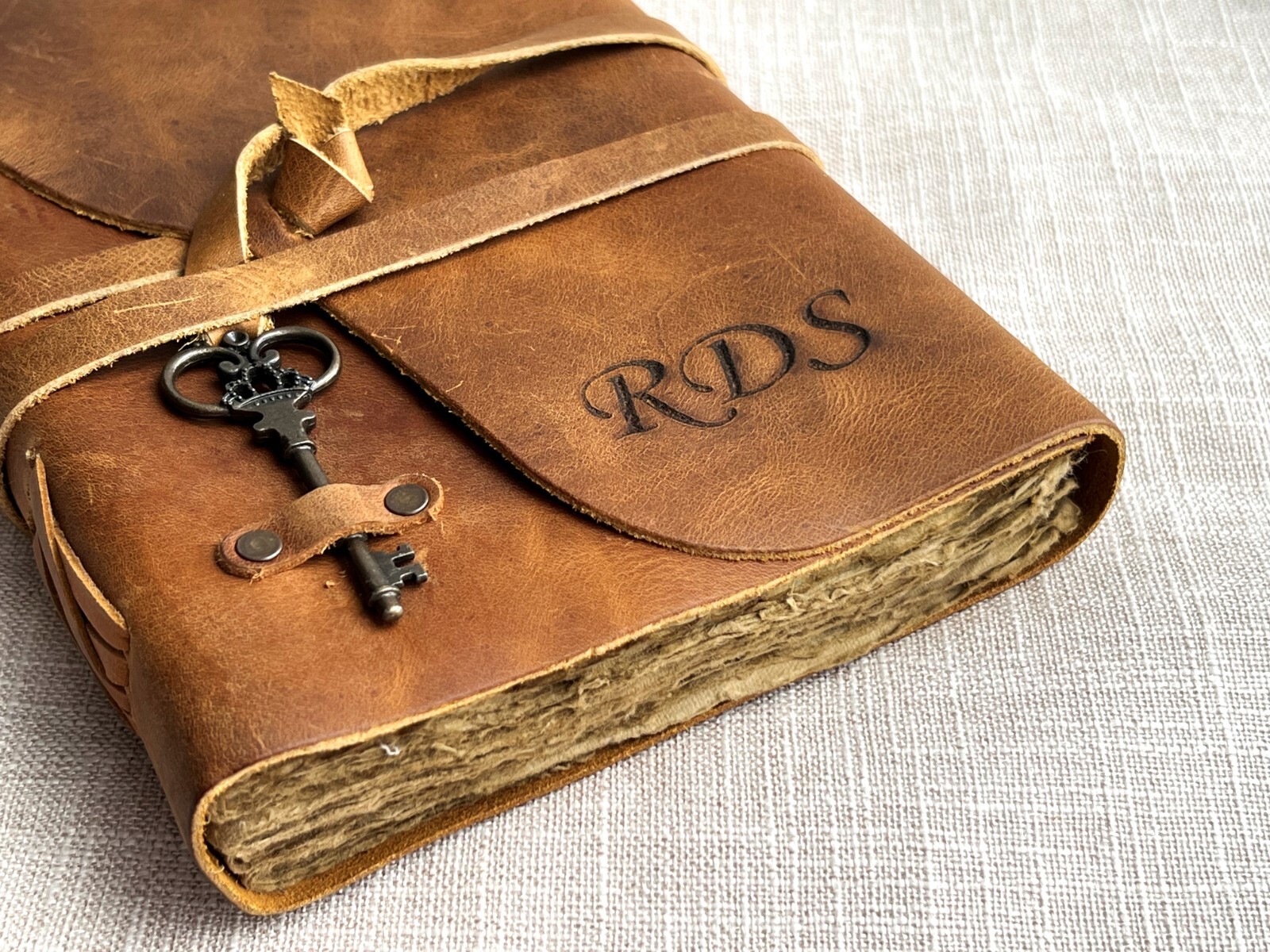 Personalized Leather Journal With Small Defects Handmade Deckle Edge Paper
