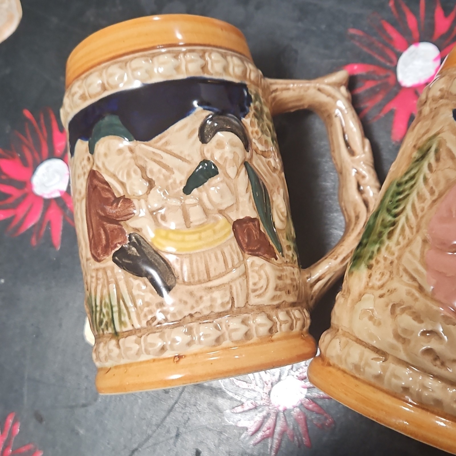 Set of 3 vintage German-themed beer steins made in Japan