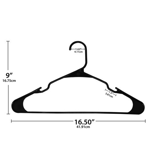 Plastic Clothes Hangers - 50 Pack, Lightweight & Durable - Everyday Use - Black