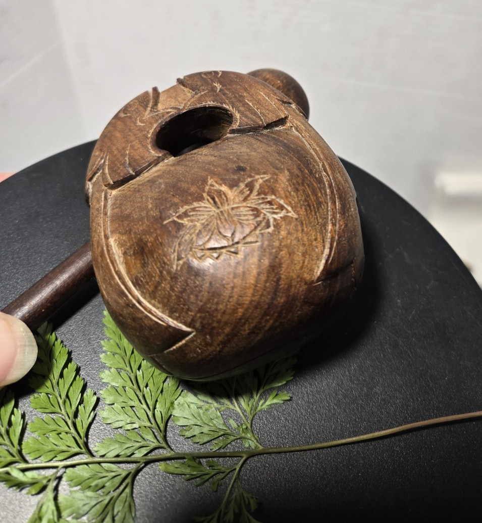 Vintage Carved Mokugyo Muyu Drum with Original Striker wood - VIDEO