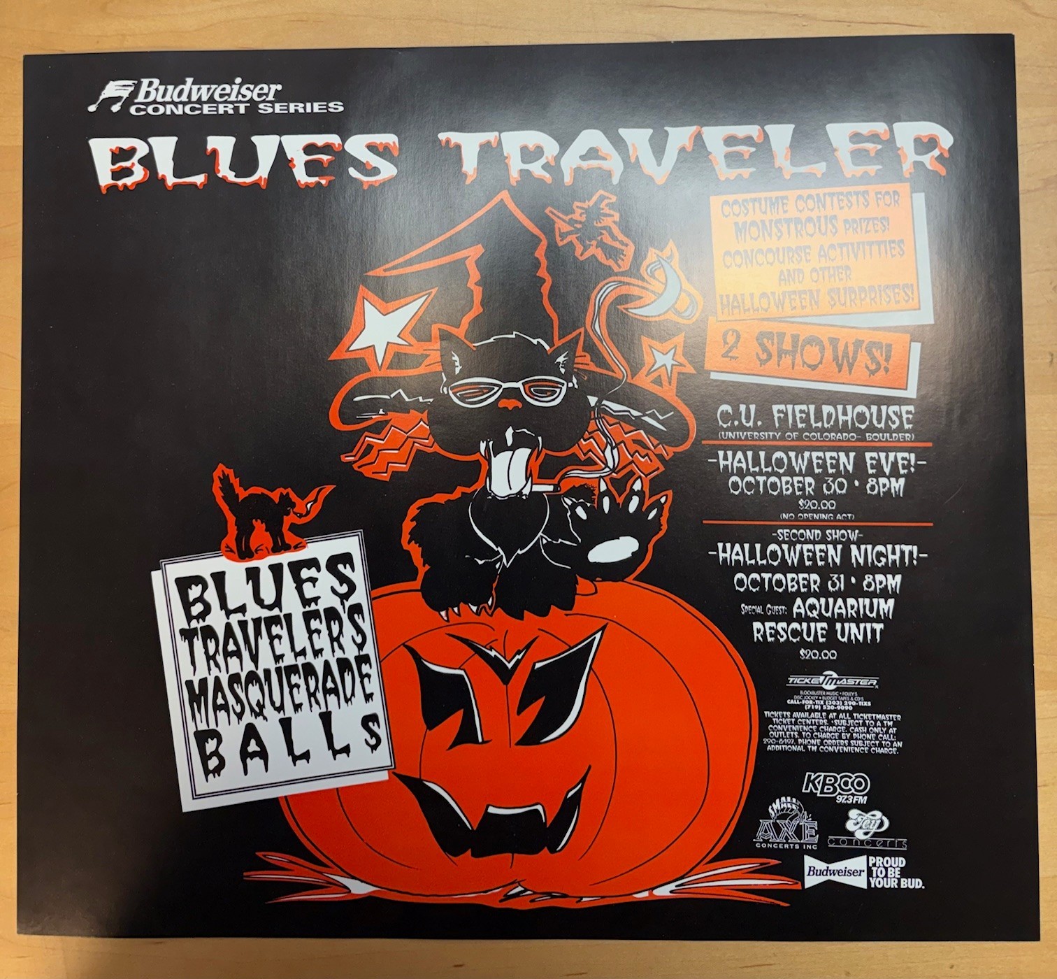 Blues Traveler Colorado CU Fieldhouse Halloween 1994 Poster