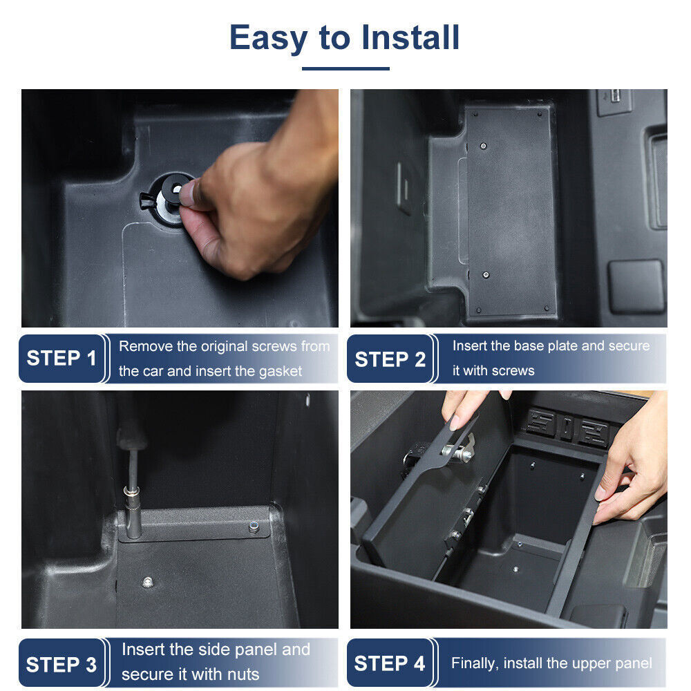 Center Console Vault Safe Box Key Lock Fit For Chevy Silverado GMC Sierra 2022+