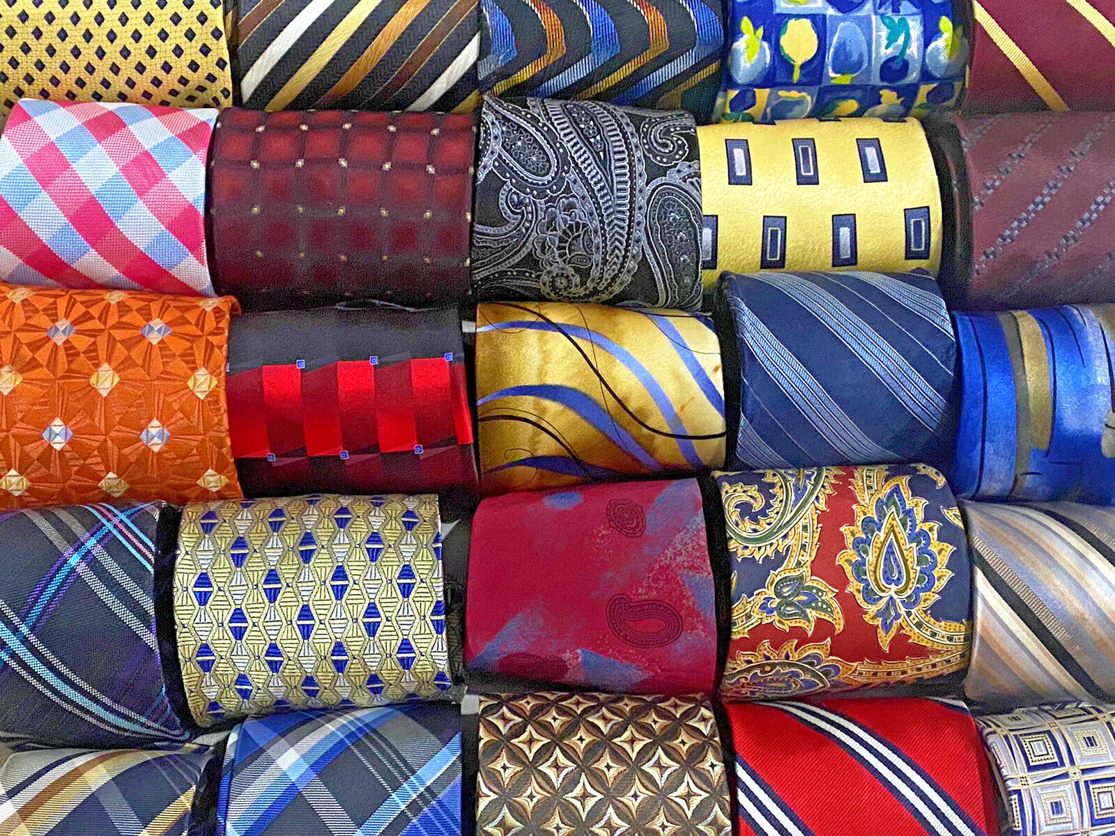 50 Pcs Neckties Lot Mix Quilting Crafting Only Vintage & Modern Styles