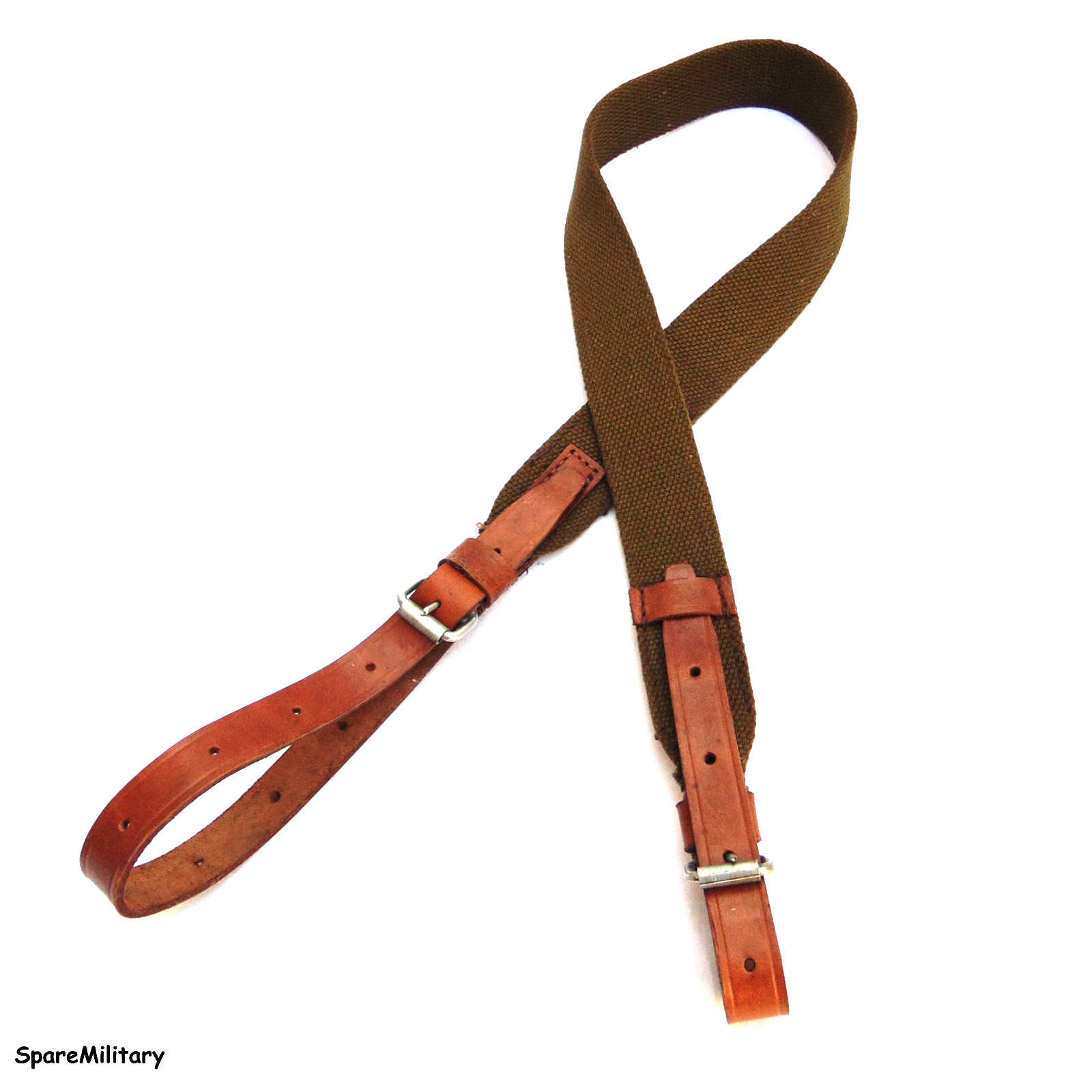 PPSh 41 Rifle Sling. Russian USSR Cold War Soviet Military 2-point green canvas.