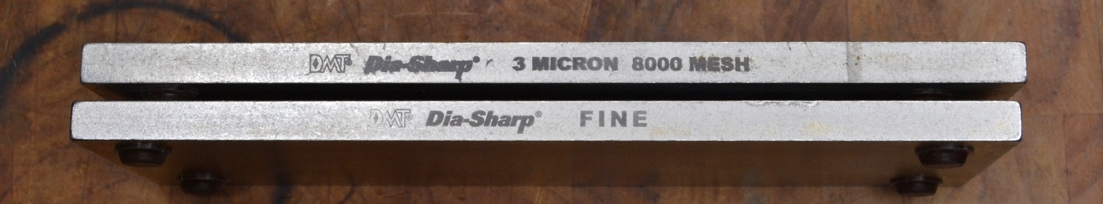 Lot of 2 DMT Dia-Sharp Bench Diamond Stone Fine & 3 Micron 8000 MESH Light Use