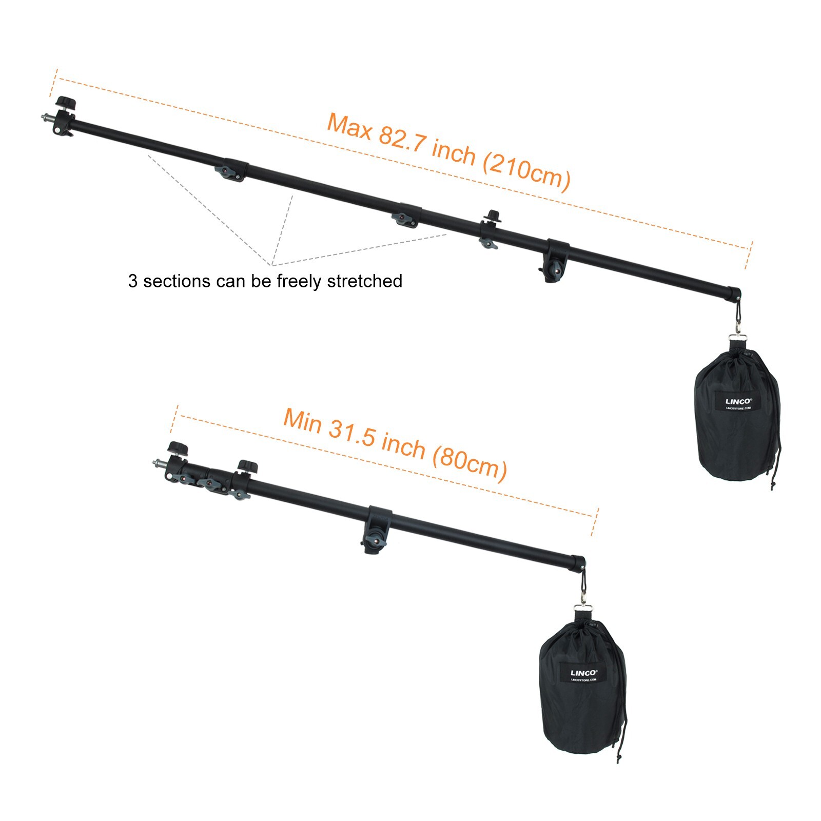 LINCO Photography Video Studio Boom Arm with Reflector Holder and Counterweight