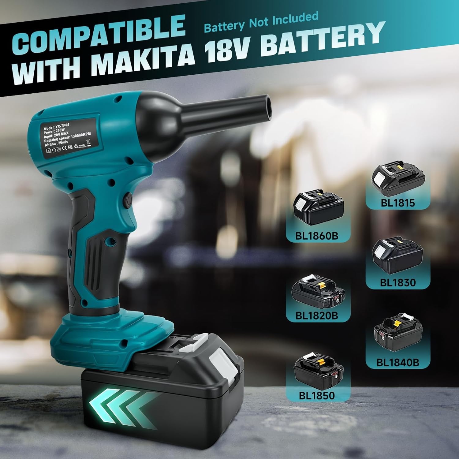 Cordless Handheld Turbo Blower for Makita 18V Battery Leaf Blower Power Jet Fan