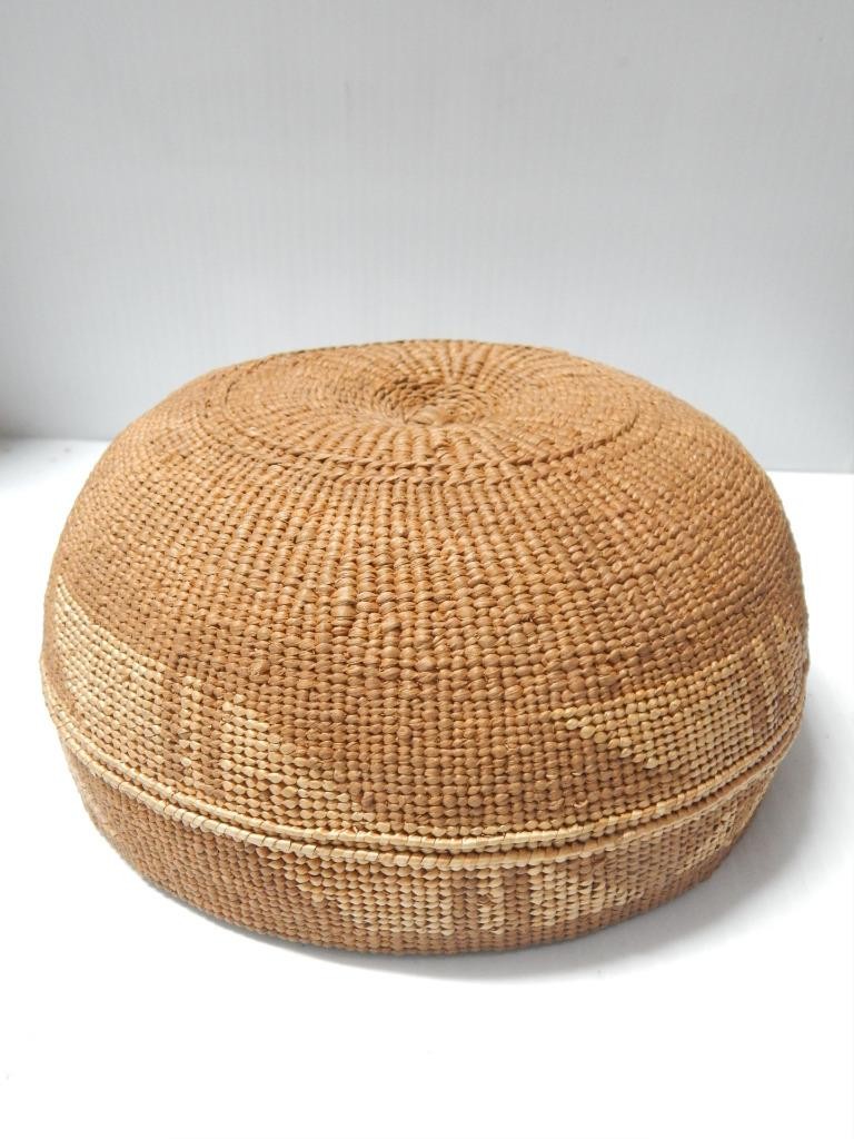 ANTIQUE YUROK (HUPA) BASKET MUSH BOWL HAT NORTHERN CALIFORNIA - CLEAN + NICE !