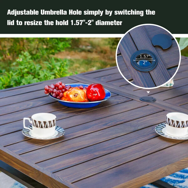 Outdoor Dining Table for 6 Person Rectangular Patio Metal Table U-shaped legs