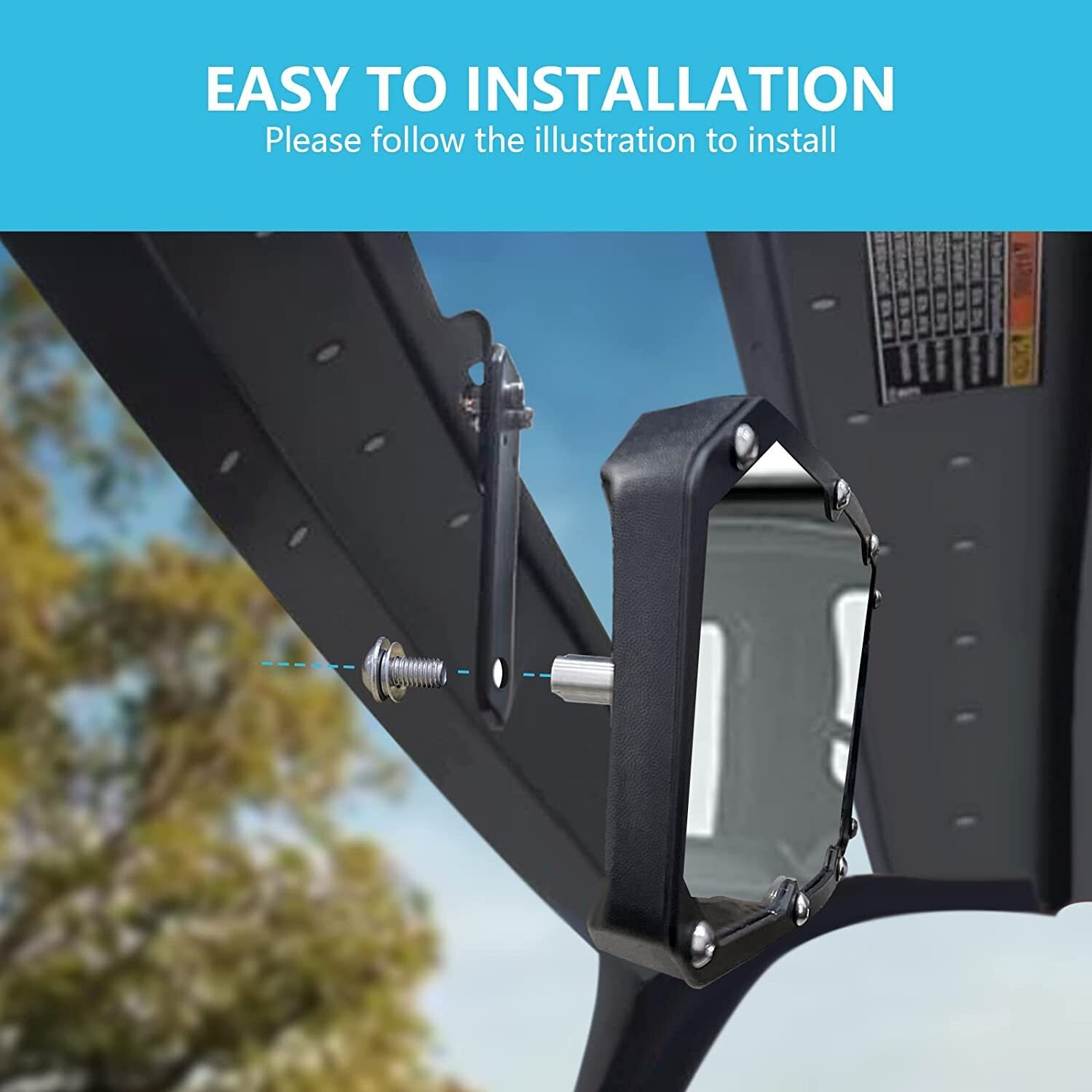 UTV Side Mirrors & Center Mirror For 2017-2024 Polaris Ranger 500 570 /900 /1000