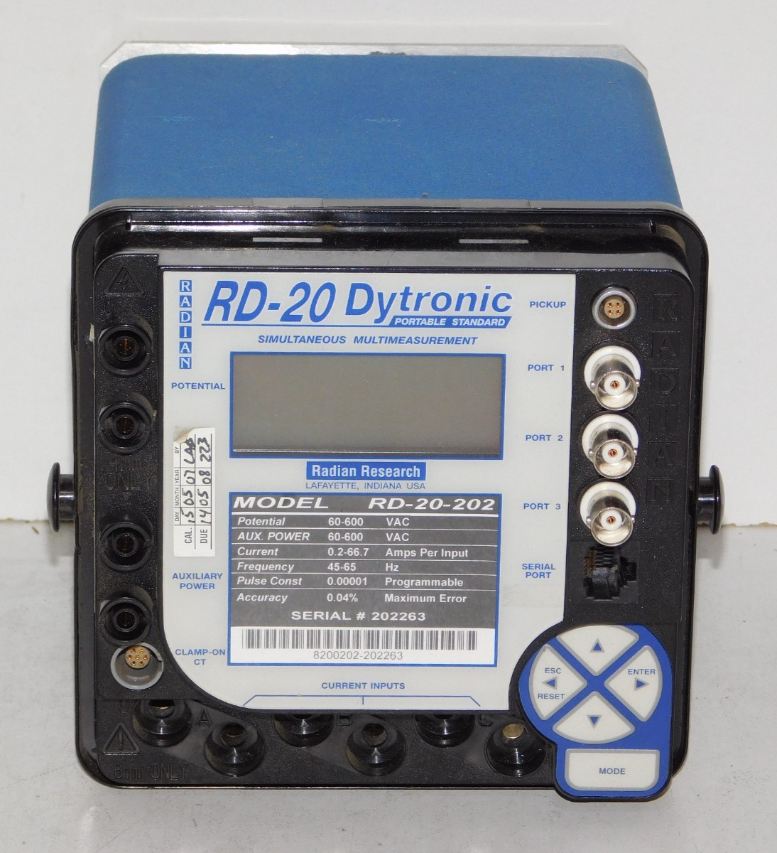 Radian RD-20-202 Dytronic Portable Standard Single Phase Reference Unit RD-20