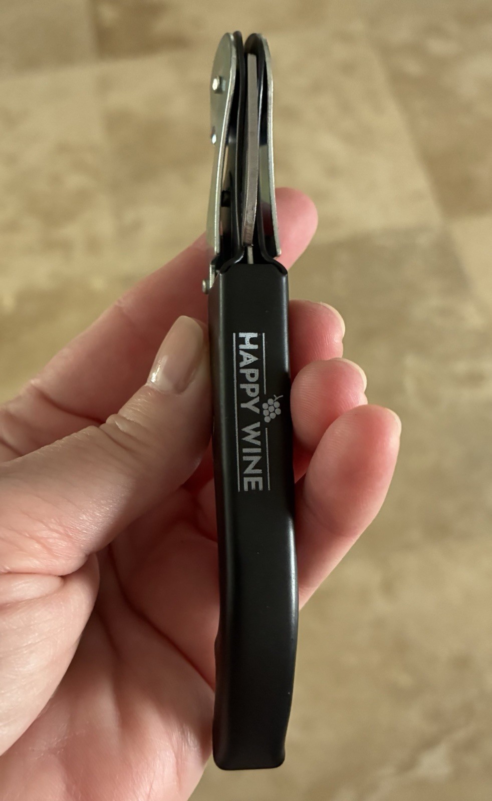 NEW “Happy Wine” Black Wine Key Corkscrew Opener