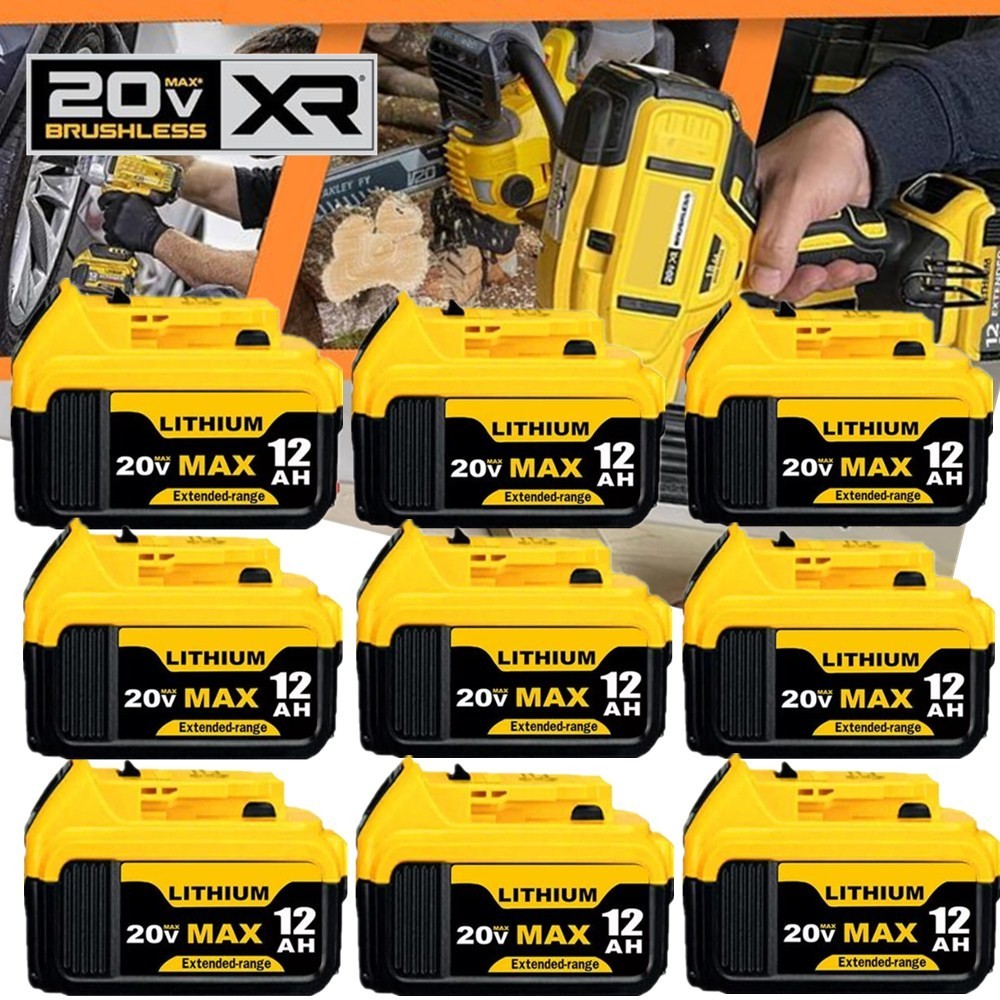 Pack 12.0AH For DeWalt 20V 20 Volt Max XR Lithium Ion Battery DCB206-2 DCB205-2