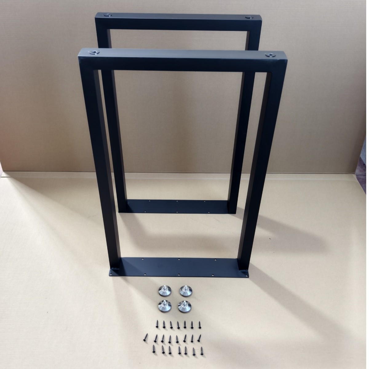 Square Reinforced Steel Office Table Legs 2 PCS For DIY Max Load 1000 lbs Heavy
