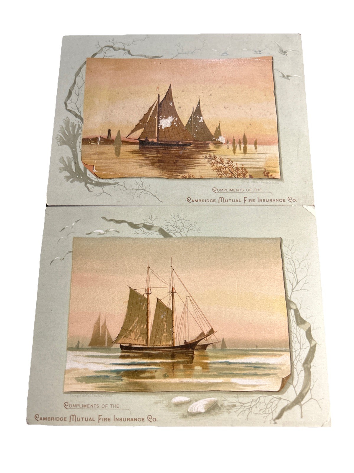 Vintage Cambridge Mutual Fire Insurance Company Sailboat Photos Lot Of 2