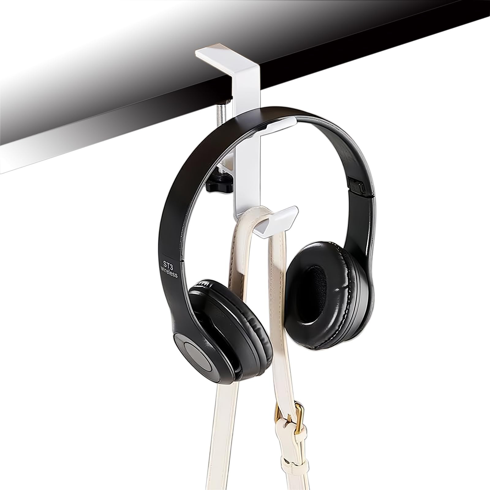 Ctgsas Adjustable Hook for L Shaped Gaming Desk, Under Onesize, White