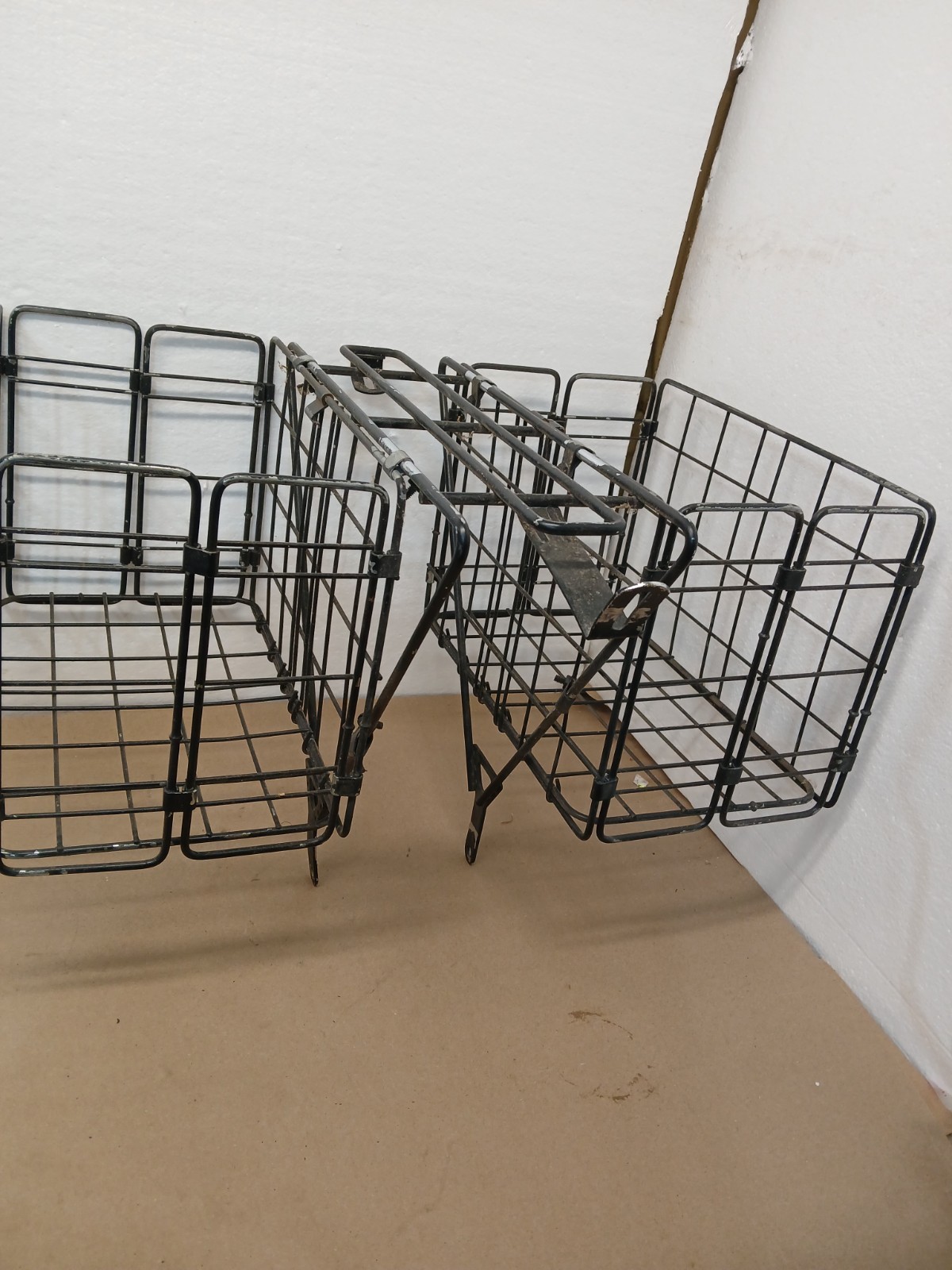 Vintage Folding Bicycle Rear Wire Pannier Cargo Basket Rack Black Metal