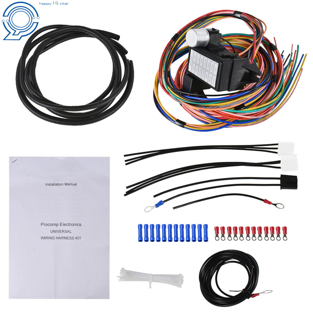 14 Circuit Universal Wire Harness 14 Fuse 12v Street Hot Rat Muscle Rod Wiring