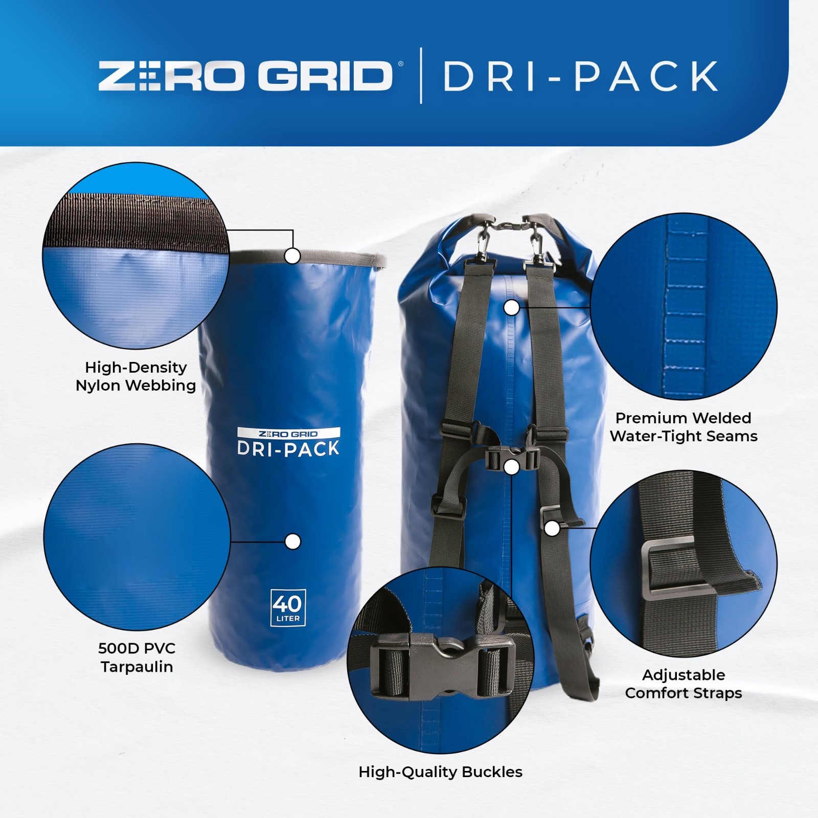 Zero Grid Dry Bag Waterproof Keep Goods Dry (40 Liter)
