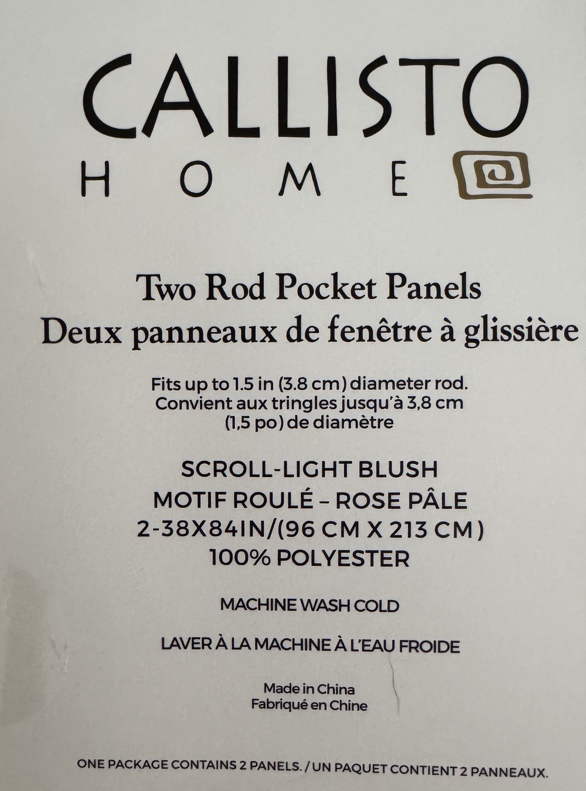 CALLISTO Window Curtains 2 Panels 38” X 84" Peacock Birds Drapers Back Top Ivory