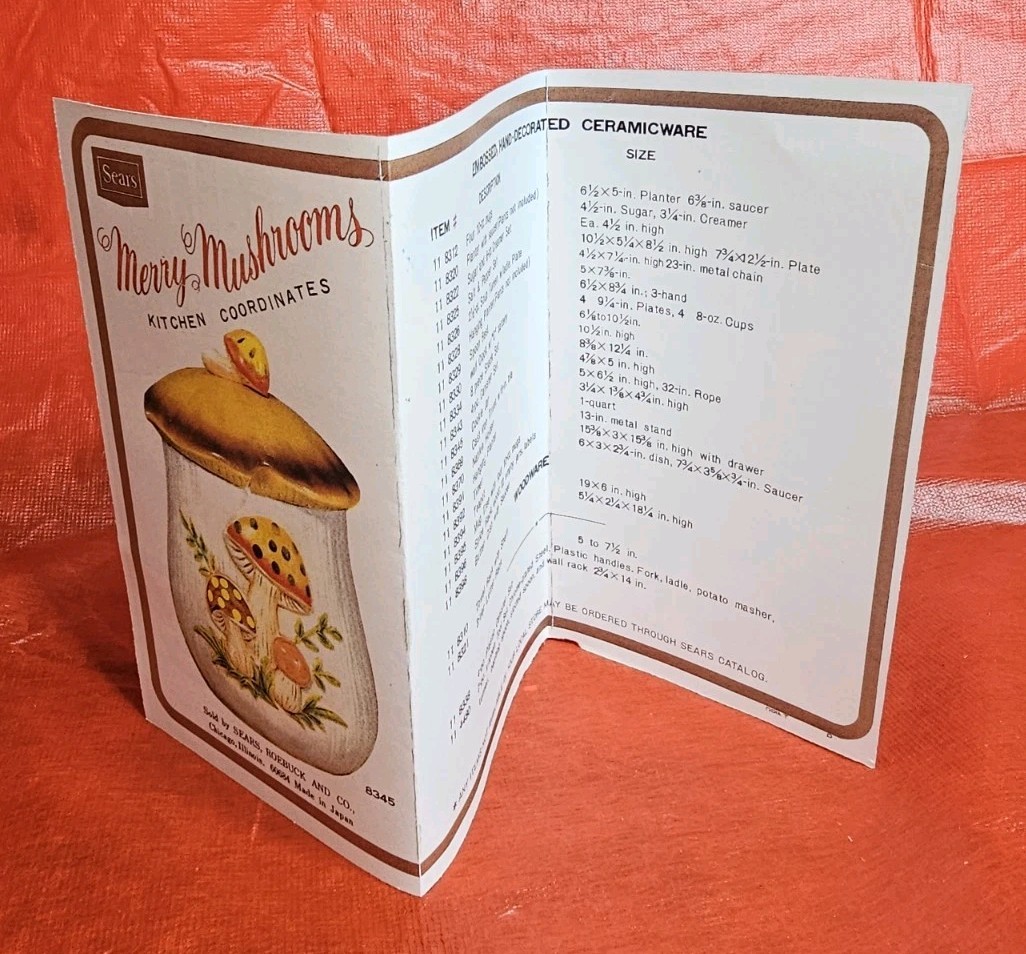 SEARS MERRY MUSHROOM PRODUCT CATALOG / FLYER /PAMPHLET COPY ORIG SIZE 10"×5.5"