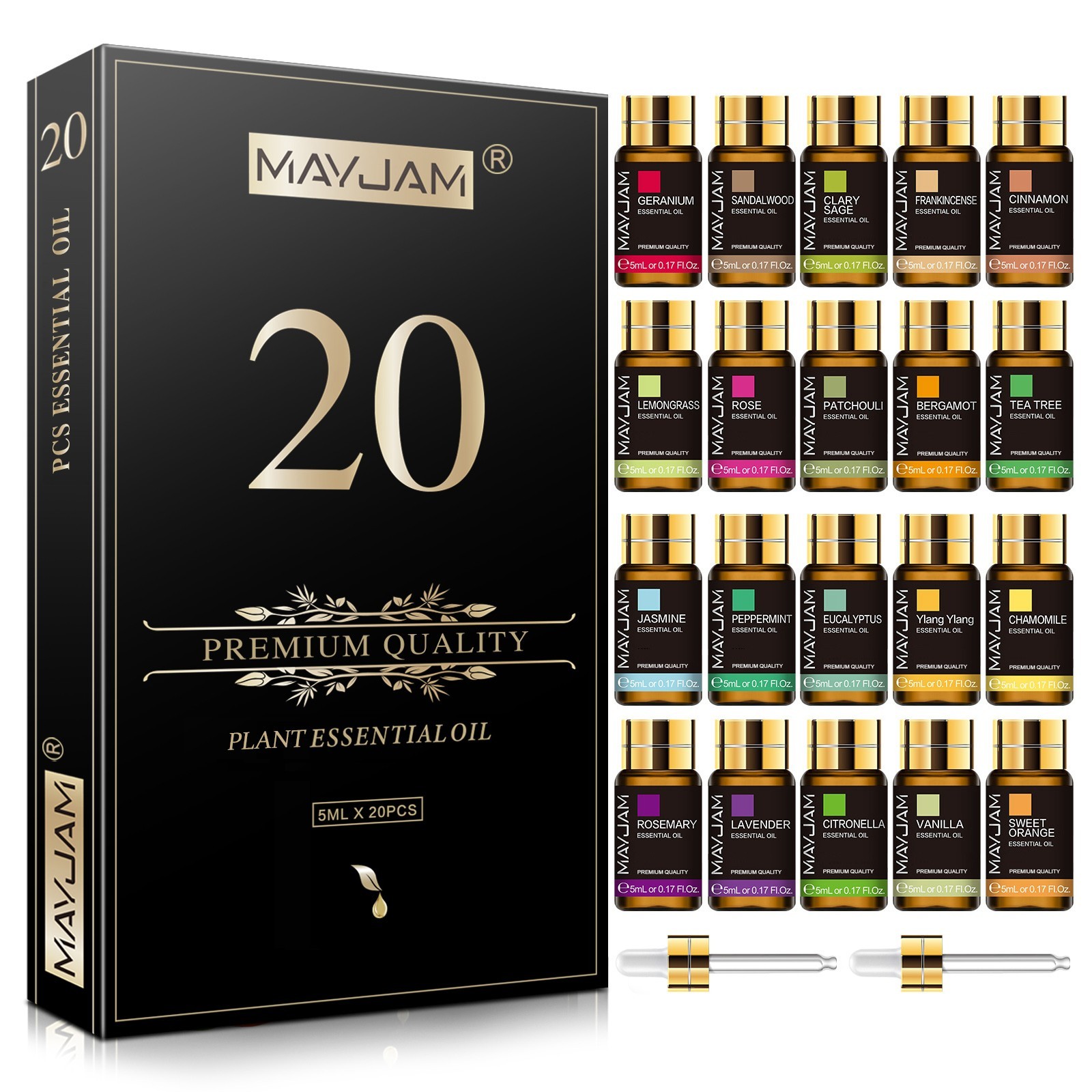 MAYJAM 20Pcs Essential Oil Set Aromatherapy Gift Kit 100% Pure Oils for Diffuser