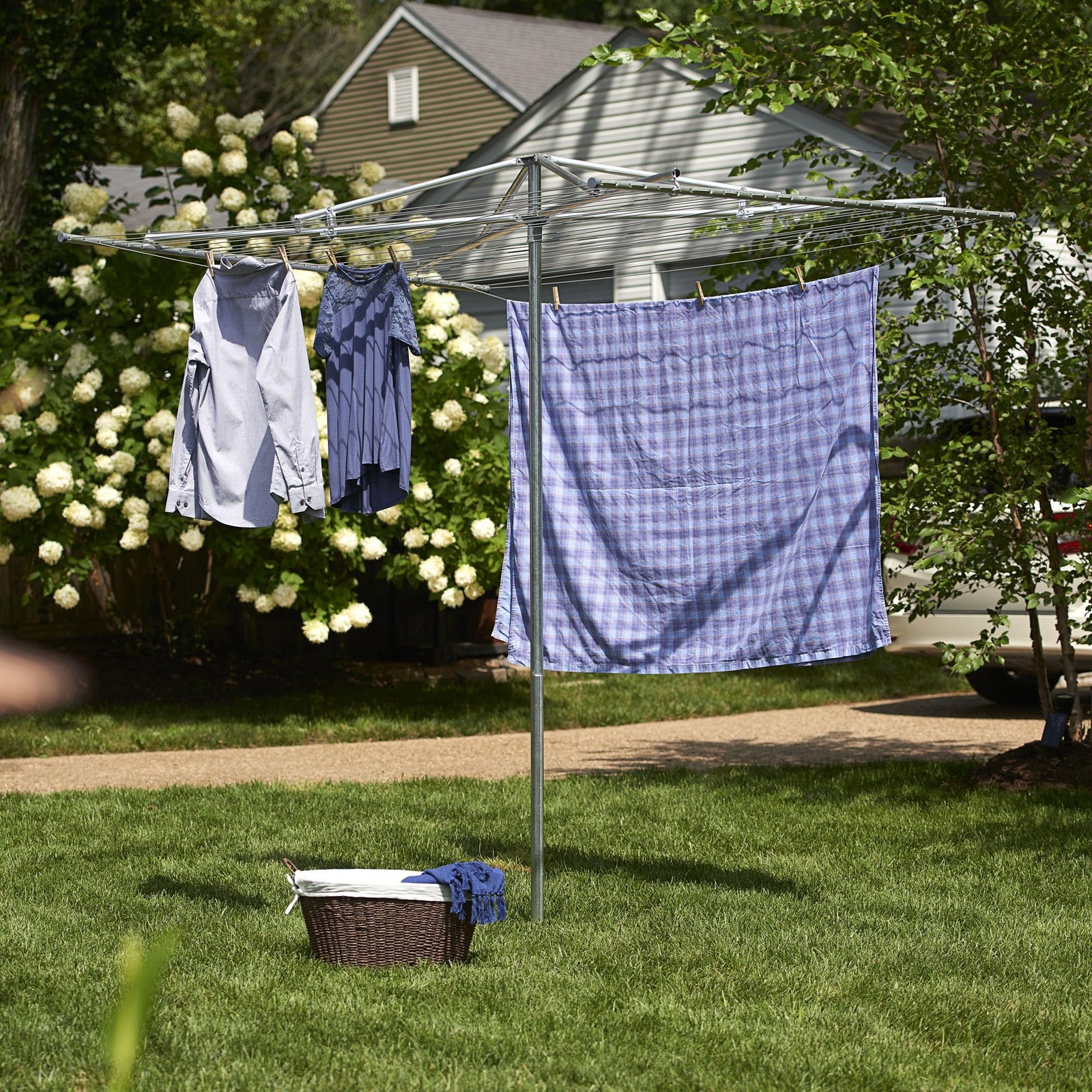 17140-1 Rotary Outdoor Umbrella Drying Rack | Steel | 30-Lines with 182 ft. C...