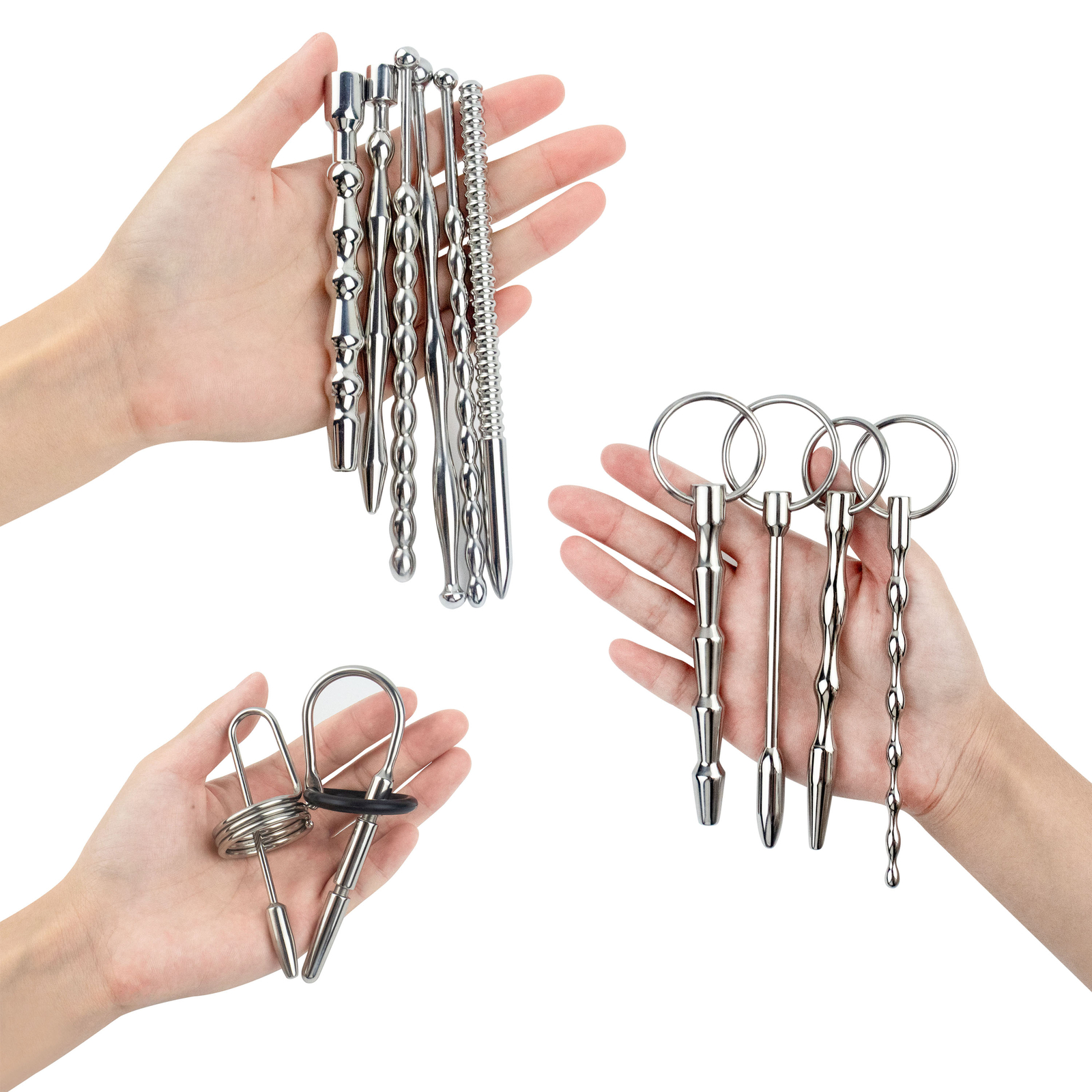 Male Stainless Steel Beads Long Urethral Plug Sounding Penis Plug Rod Enhancer