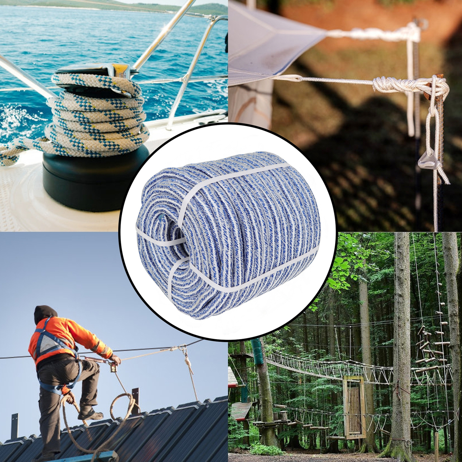 Arborist Tree Climbing Rope 3/4" 20000Lbs 24 Strand Braided Polyester Rope