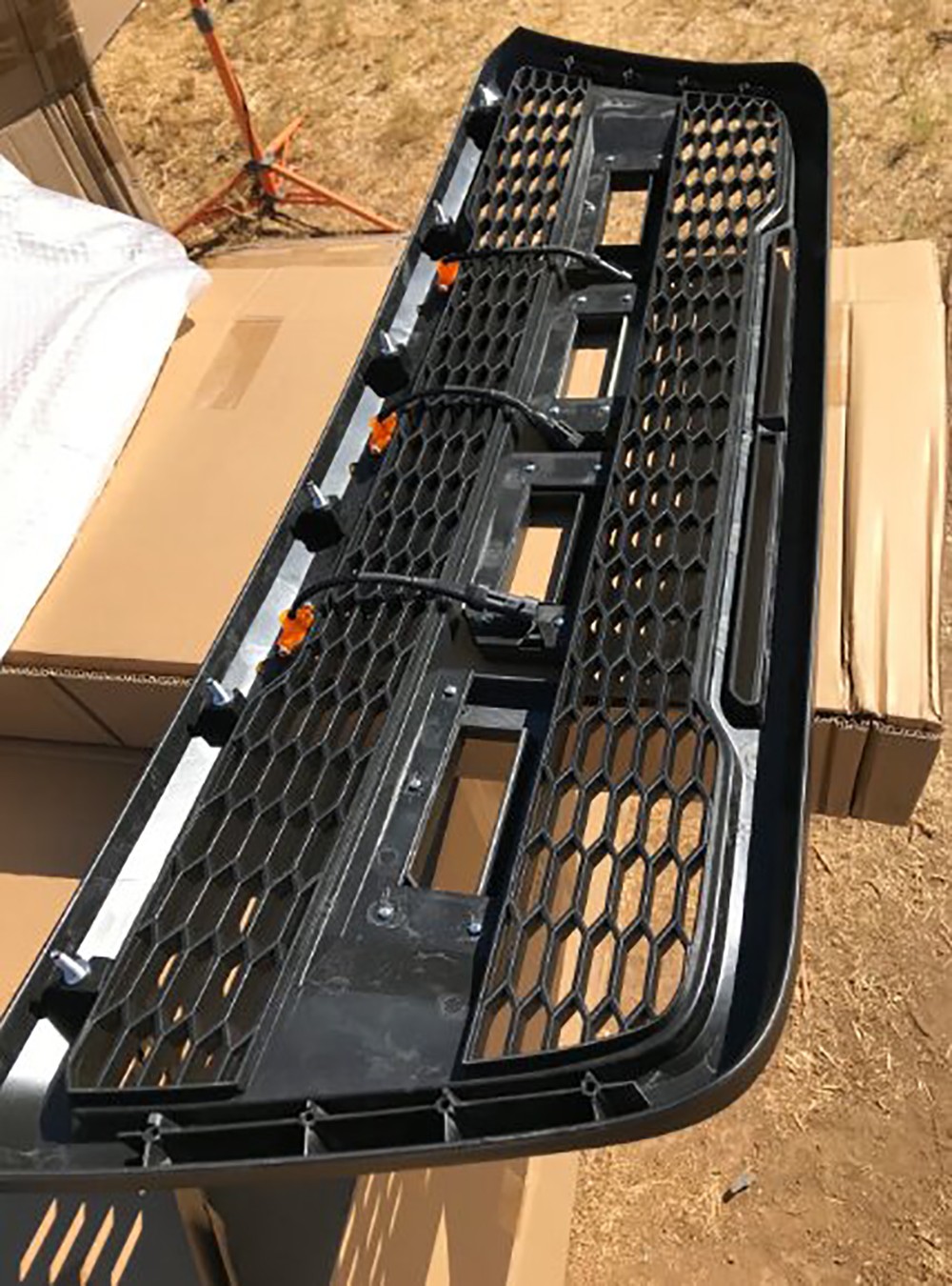 Front Grille For 2004-2008 Ford F150 Raptor Style W/3LEDs W/Letters Matte Black