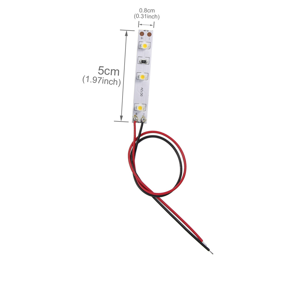 10X Pre-wired Warm White 3-LEDs Light Strip Self-adhesive Flexible SMD LED 3528