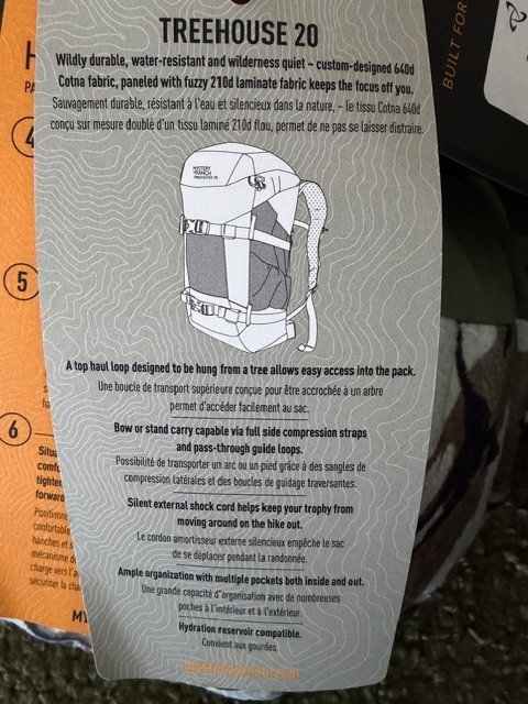 ​Mystery Ranch Treehouse 20 Treestand Pack - NWT - Silent Fabric -DPM Canopy