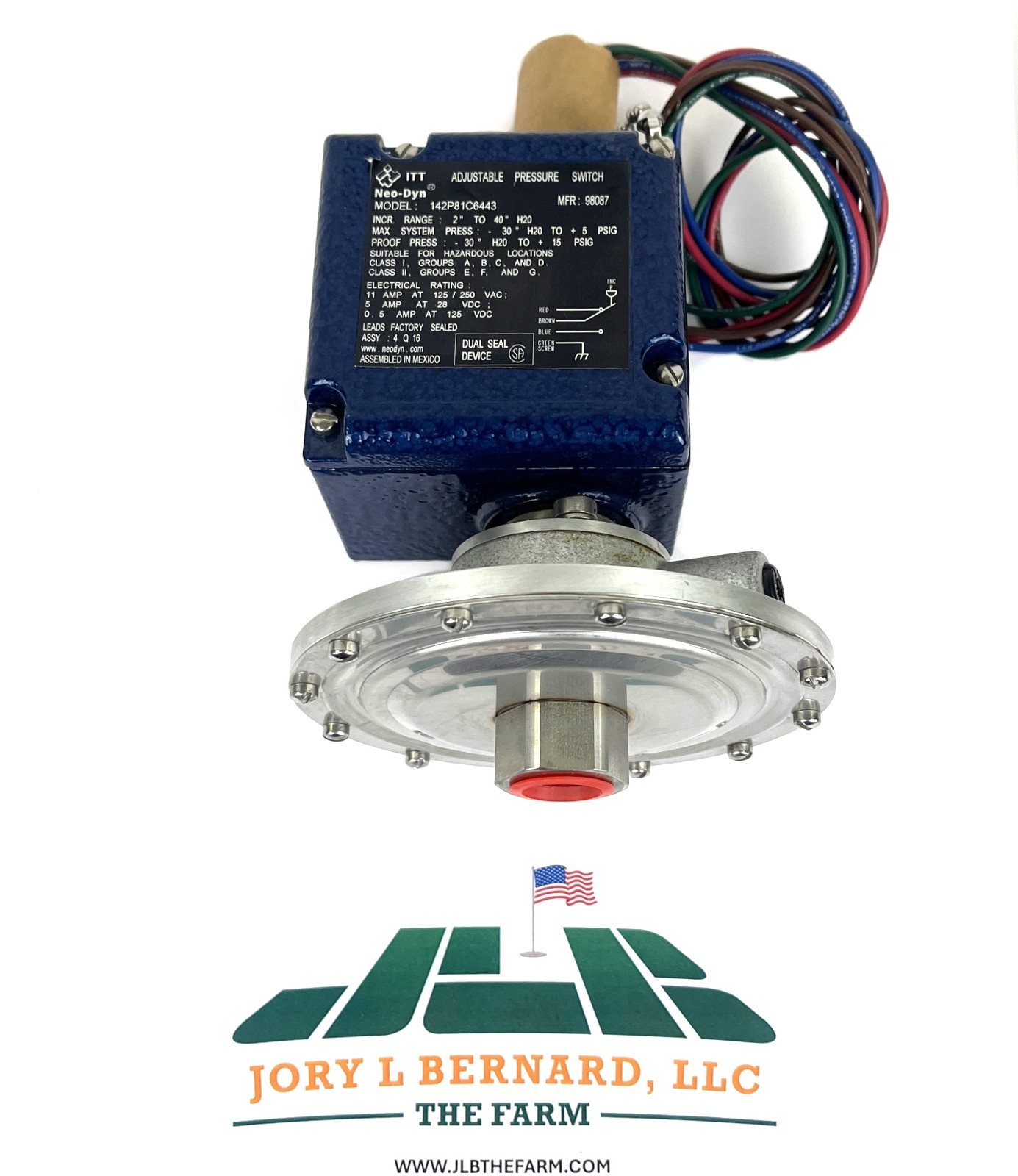 ITT, NEO-DYN, 142P8, ULTRA-LOW VACUUM PRESSURE SWITCH, ADJUSTABLE, HAZ. AREA NEW