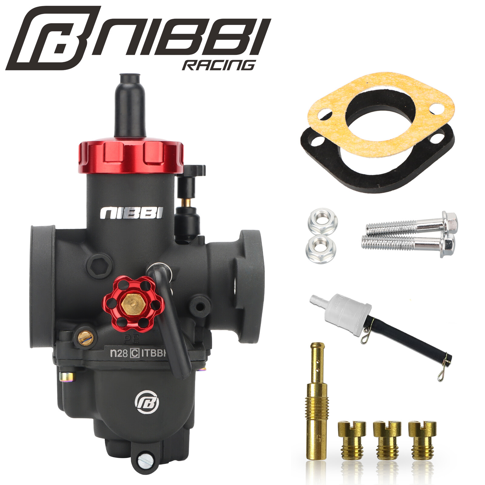 NIBBI PE 28mm Flange Pre-Jetted Carburetor For Honda ATC200ES Big Red 1984 ATV